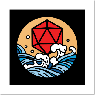 Oriental Japanese D20 Dice Wave Posters and Art